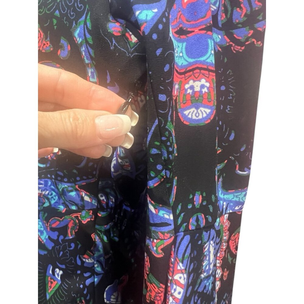 Express Women Blue Paisley Bell Sleeve Fit And Flare Maxi Dress Size 6 - Picture 11 of 12